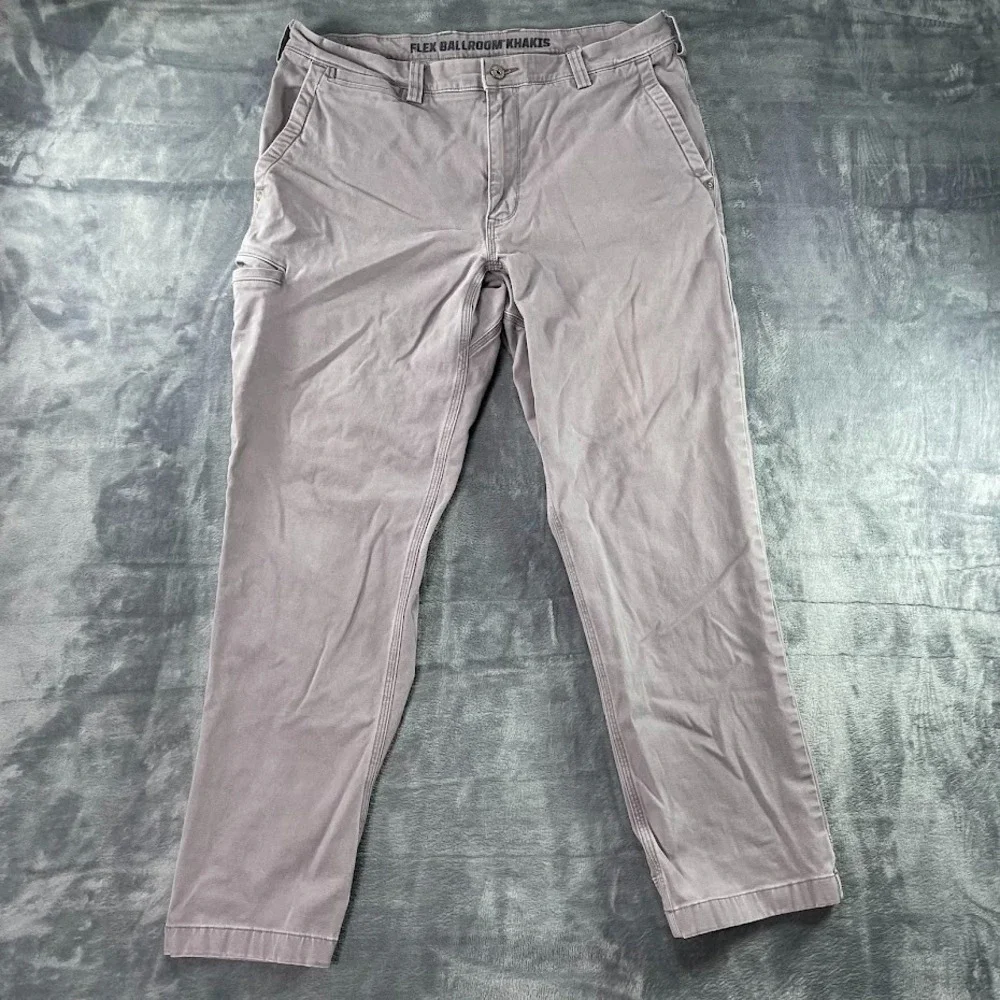 Duluth Trading Co Pants Mens 34x30 Gray Flex Ballroom Khakis Relaxed Fit Casual